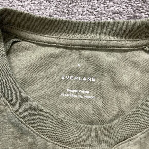 Everlane Basic Crew Neck T-Shirt Mens Medium Green Long Sleeve Cotton Casual Tee - Picture 4 of 10